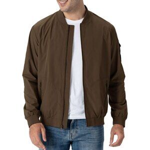 Men's 01 Brown Bomber Jacket Causal Stylish Fashion Front Zippered Pockets